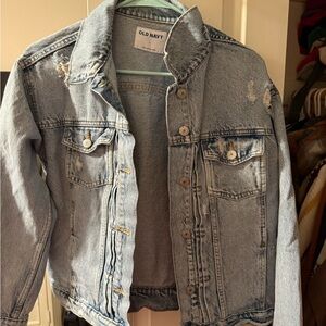Old Navy Distressed Light Blue Denim Jacket
